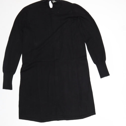 Oasis Womens Black Camel A-Line Size S Round Neck Button