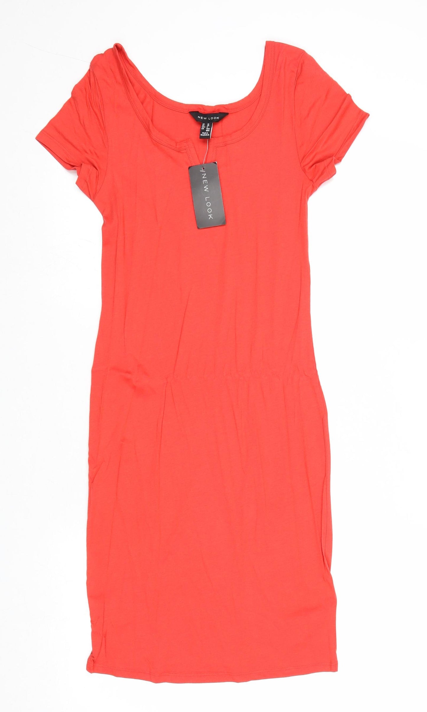 New Look Womens Red Cotton Bodycon Size 10 Round Neck Pullover