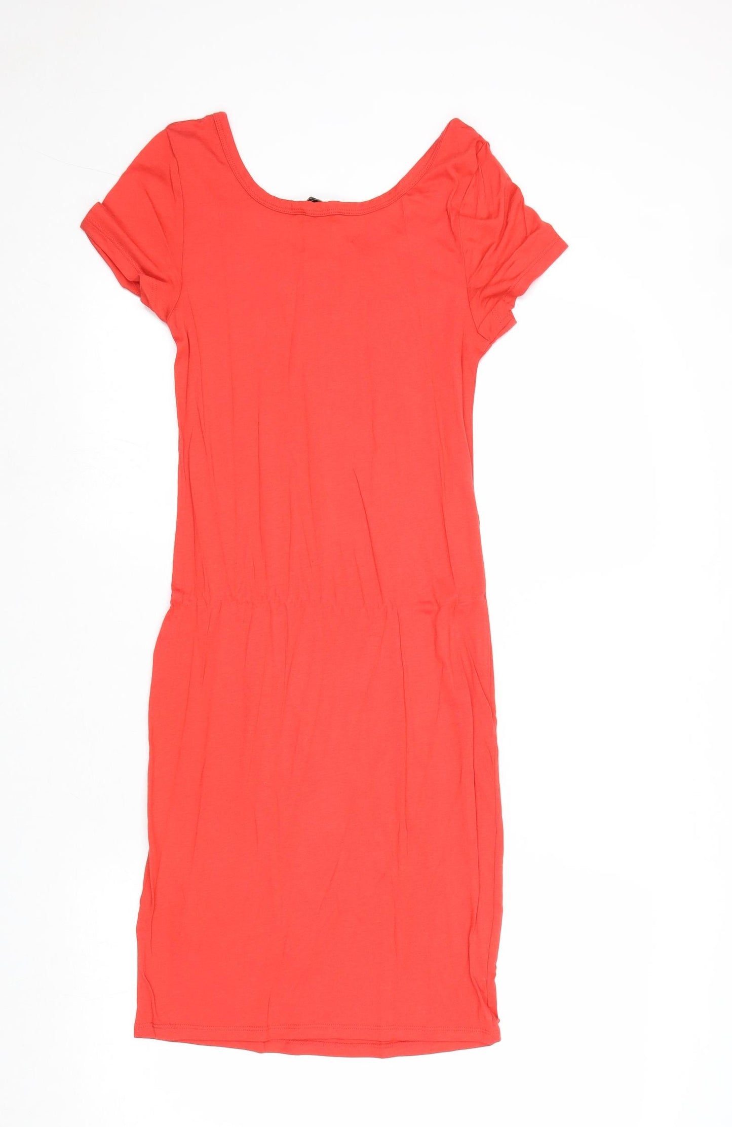 New Look Womens Red Cotton Bodycon Size 10 Round Neck Pullover