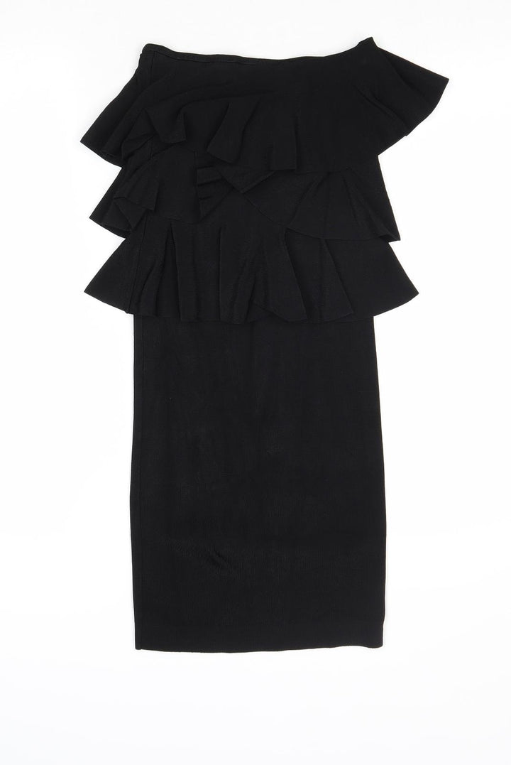 Zara Womens Black Viscose Bodycon Size S Off the Shoulder Pullover