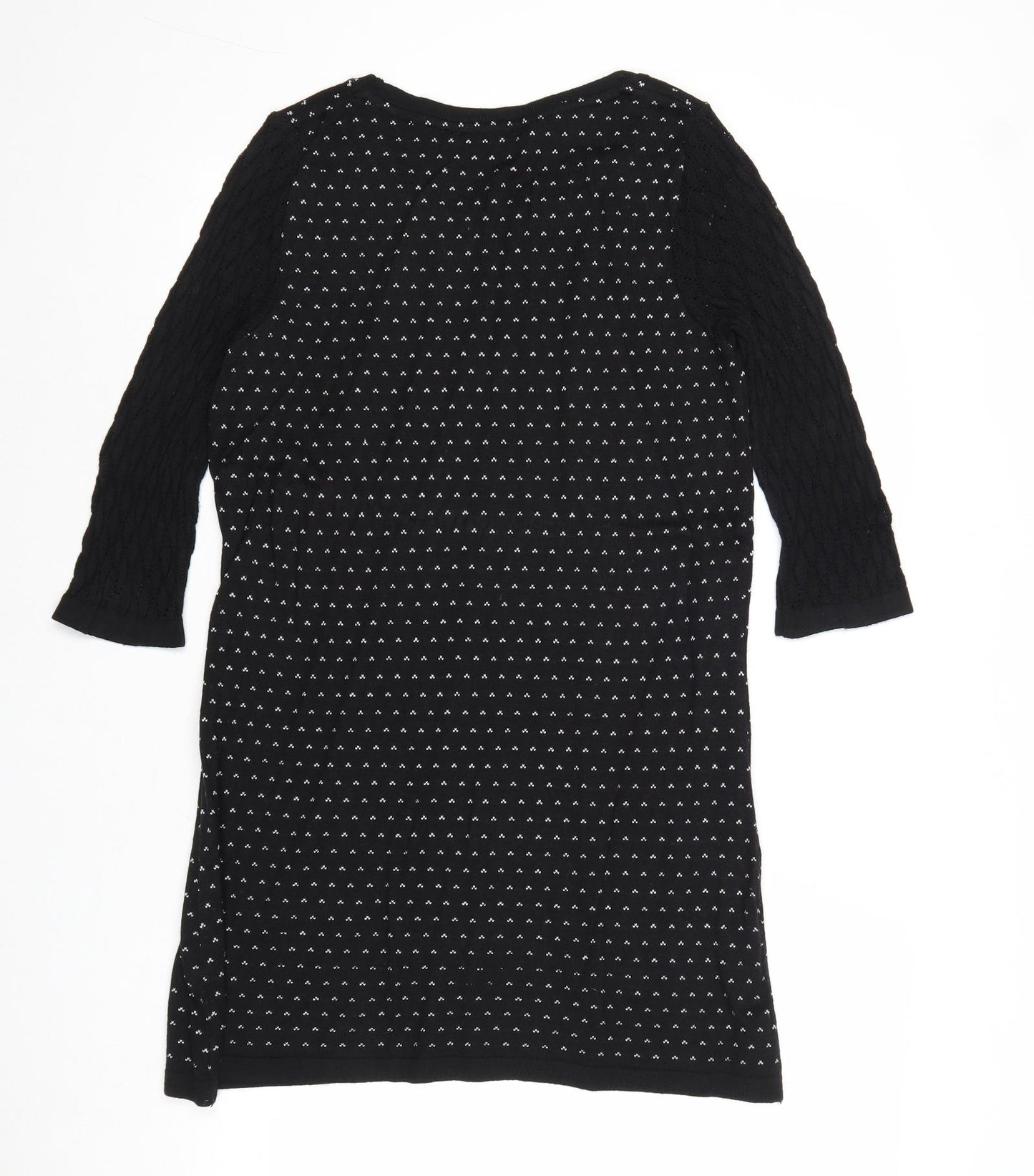 George Womens Black Geometric Cotton Jumper Dress Size 14 Round Neck Pullover