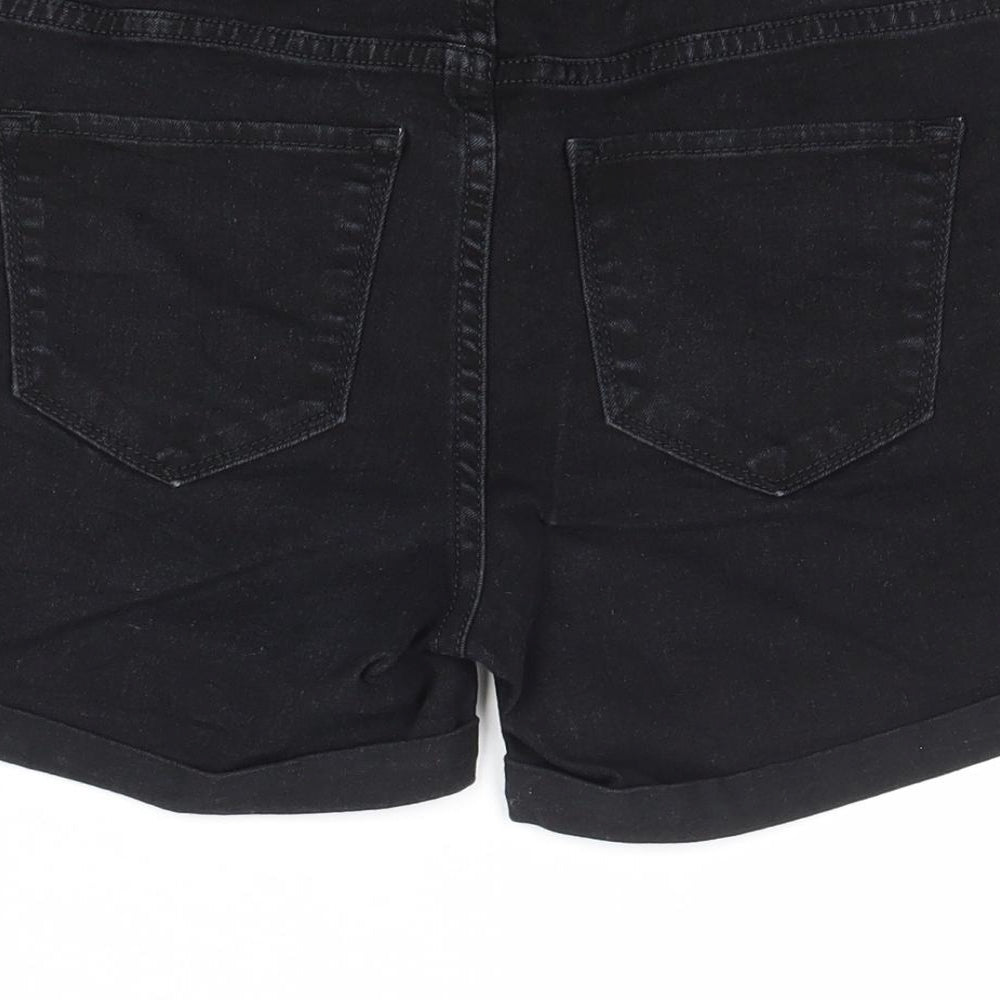 VERO MODA Womens Black Cotton Mom Shorts Size XS Regular Zip