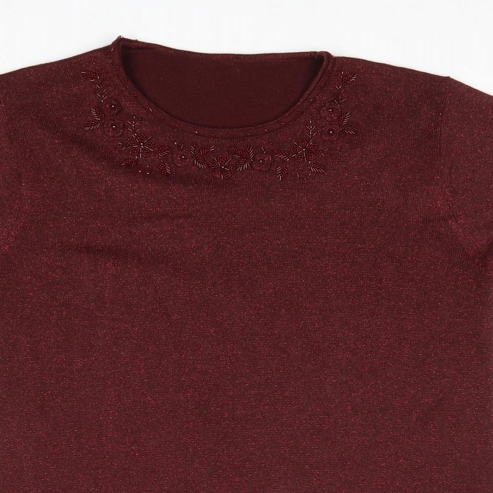 Preworn Womens Red Round Neck Acrylic Pullover Jumper Size L