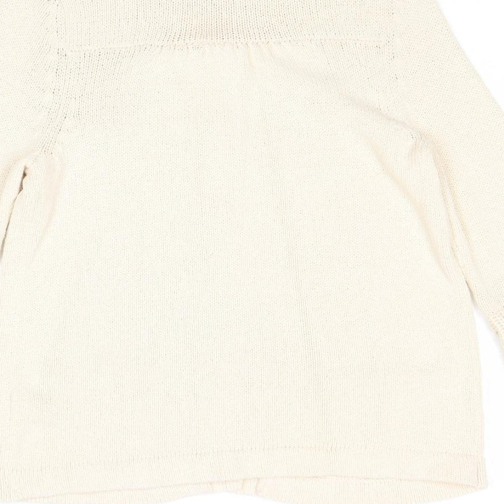 Marks and Spencer Womens Beige Collared Cotton Cardigan Jumper Size 14