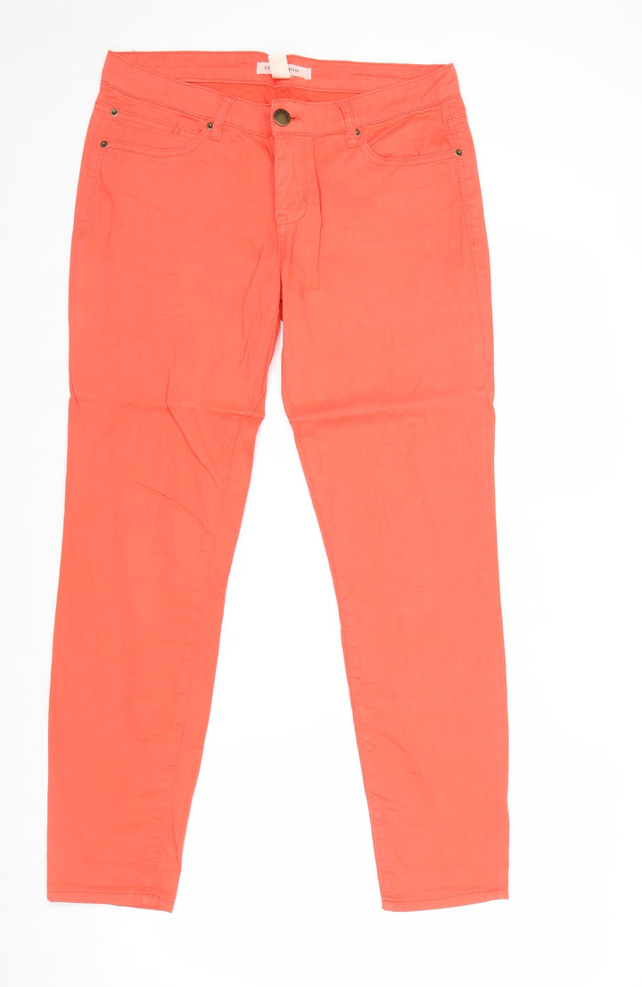 Life In Progress Womens Red Cotton Straight Jeans Size 14 Regular Zip