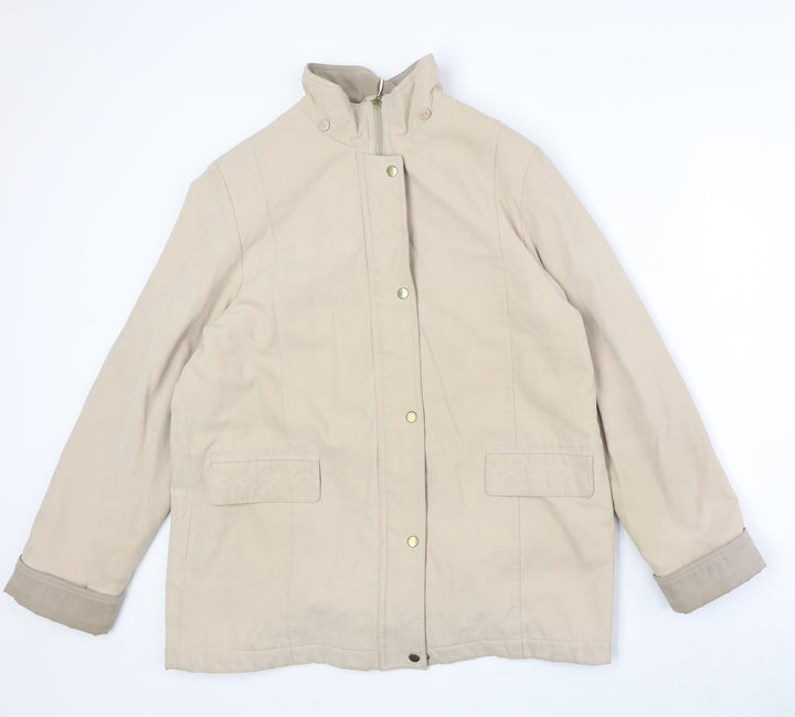 EWM Womens Beige Pea Coat Coat Size 18 Zip