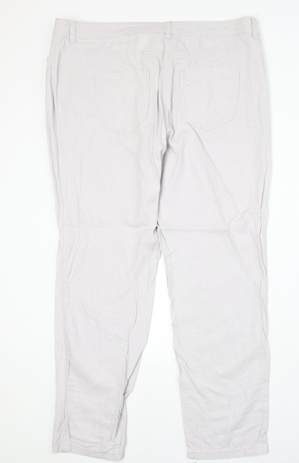 NEXT Womens Ivory Linen Trousers Size 16 Regular Zip