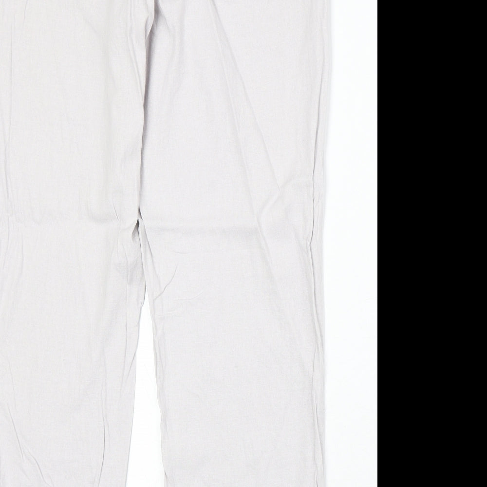 NEXT Womens Ivory Linen Trousers Size 16 Regular Zip