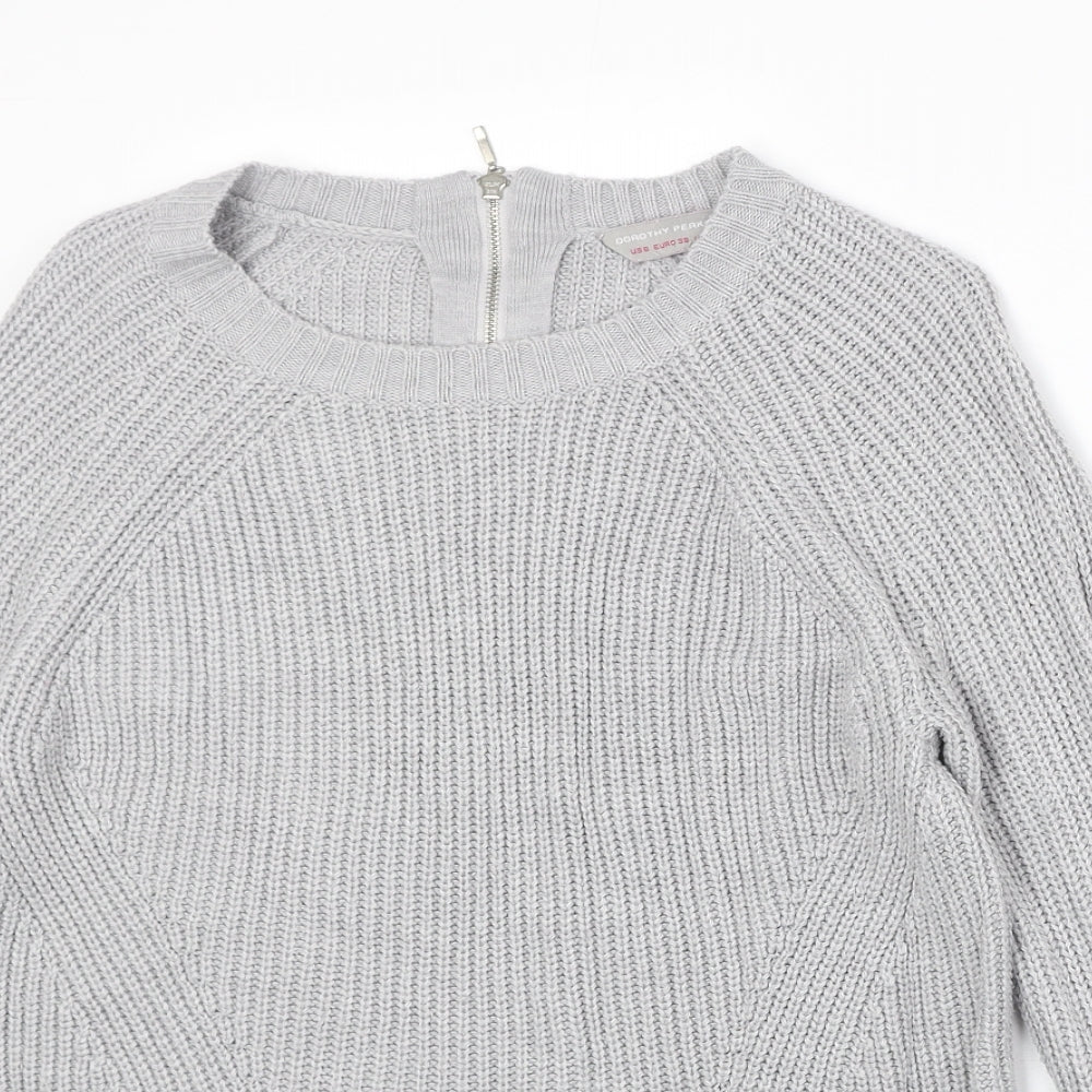 Dorothy Perkins Womens Grey Boat Neck Acrylic Pullover Jumper Size 10