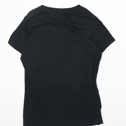 Gildan Womens Black 100% Cotton Basic T-Shirt Size M Boat Neck - Causing Havoc