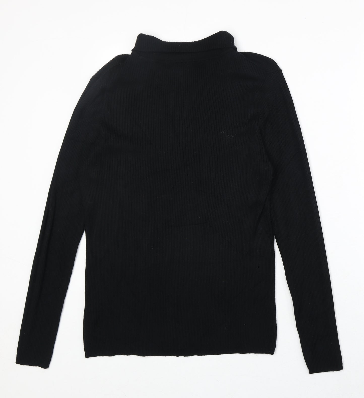 Marks and Spencer Womens Black Roll Neck Viscose Pullover Jumper Size 16 - Ribbed