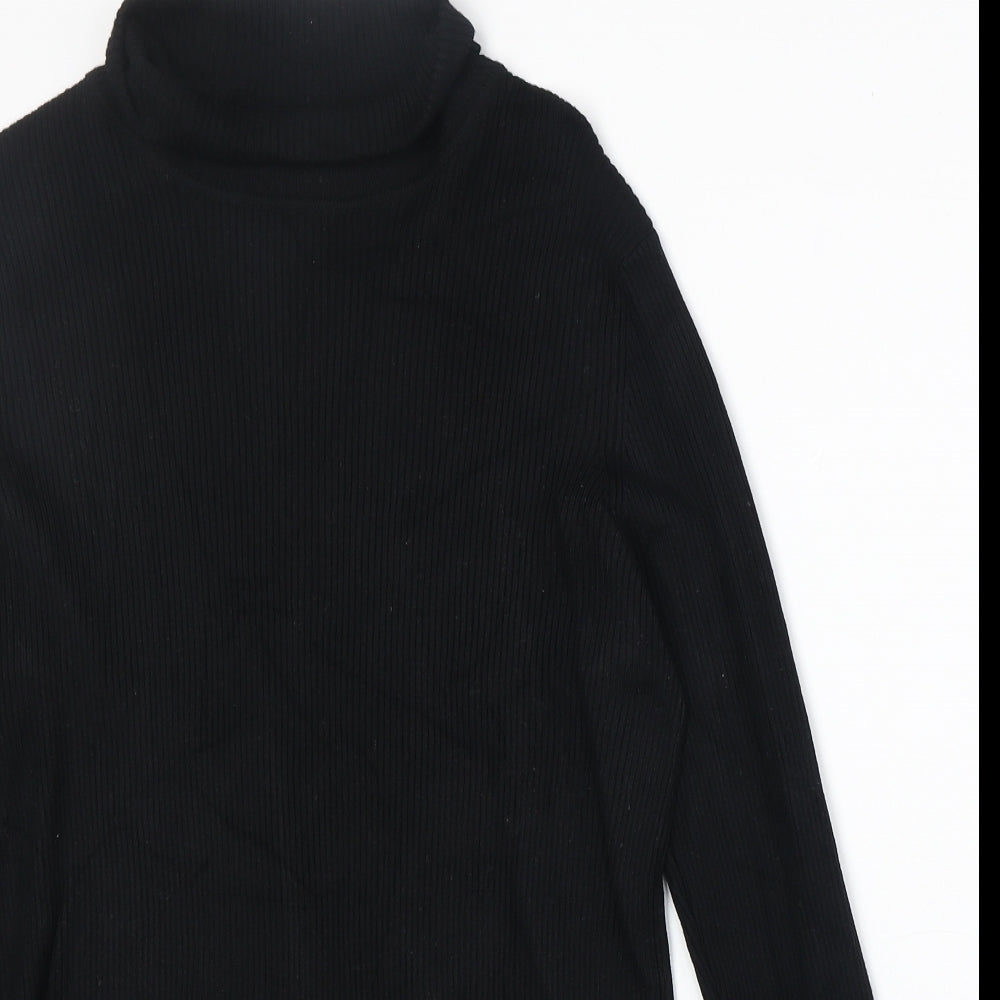 Marks and Spencer Womens Black Roll Neck Viscose Pullover Jumper Size 16 - Ribbed