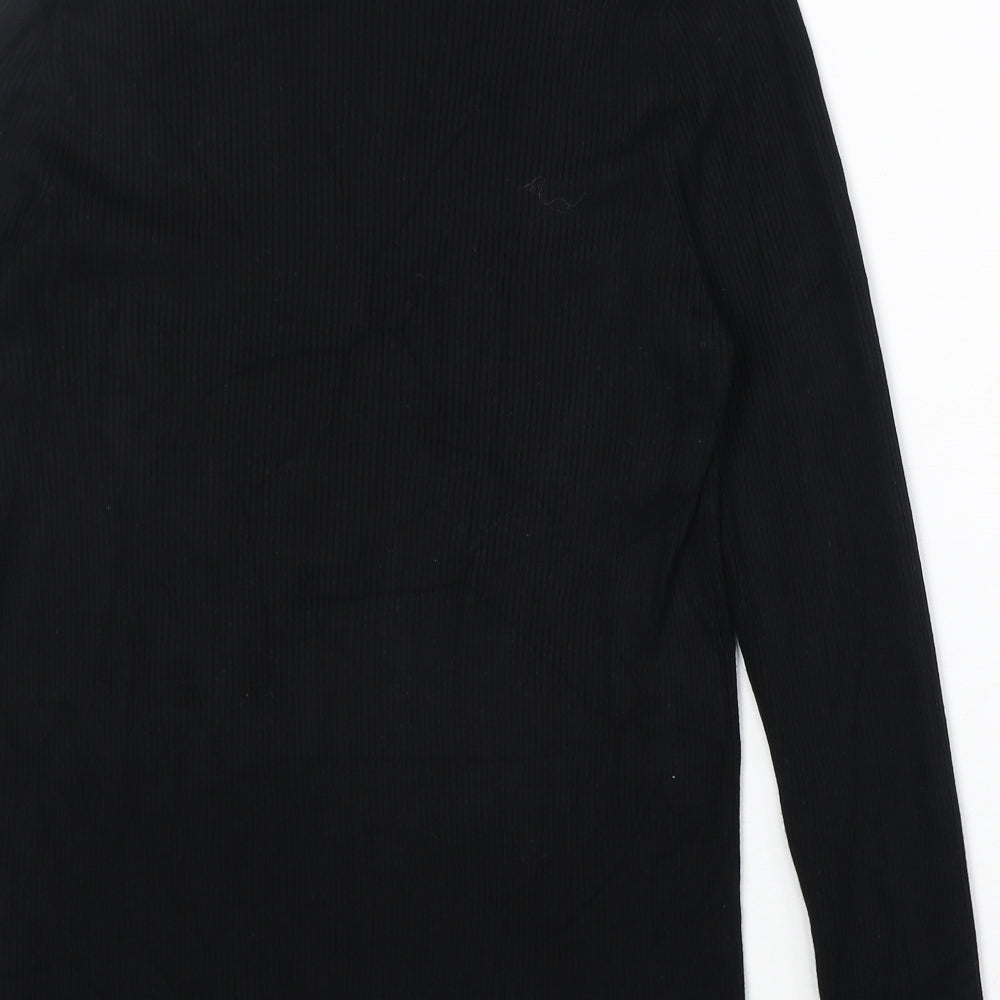 Marks and Spencer Womens Black Roll Neck Viscose Pullover Jumper Size 16 - Ribbed