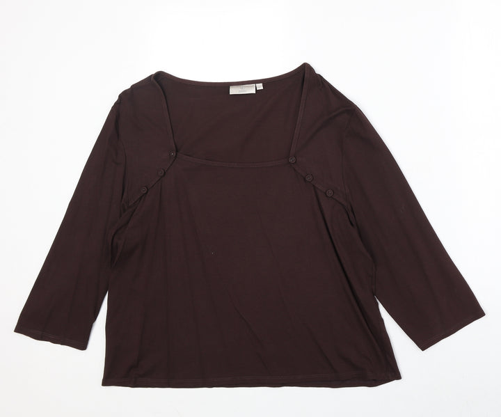CC Womens Brown Viscose Basic T-Shirt Size XL Square Neck