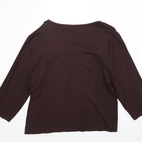 CC Womens Brown Viscose Basic T-Shirt Size XL Square Neck