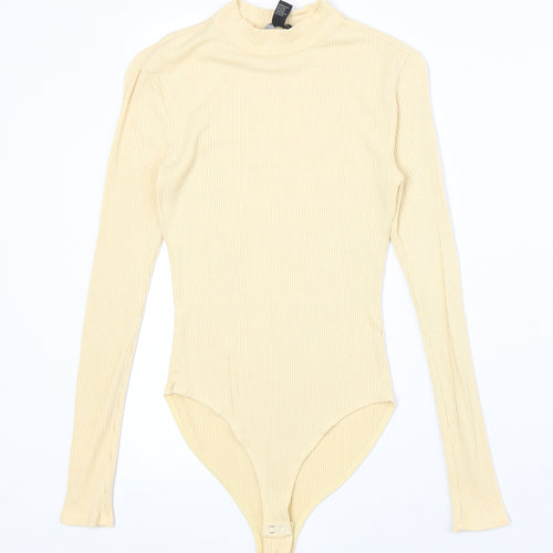 FOREVER 21 Womens Yellow Polyester Bodysuit One-Piece Size M Snap