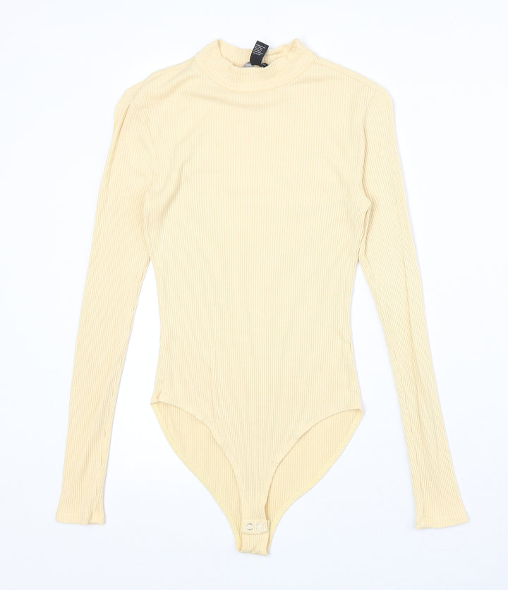 FOREVER 21 Womens Yellow Polyester Bodysuit One-Piece Size M Snap