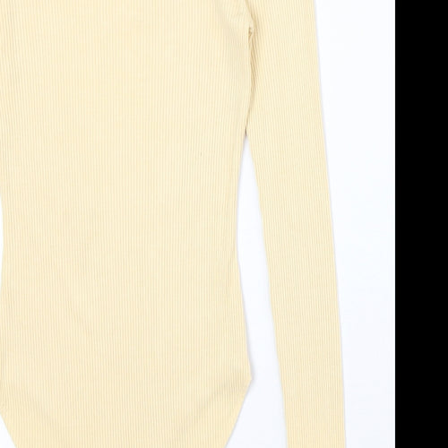 FOREVER 21 Womens Yellow Polyester Bodysuit One-Piece Size M Snap