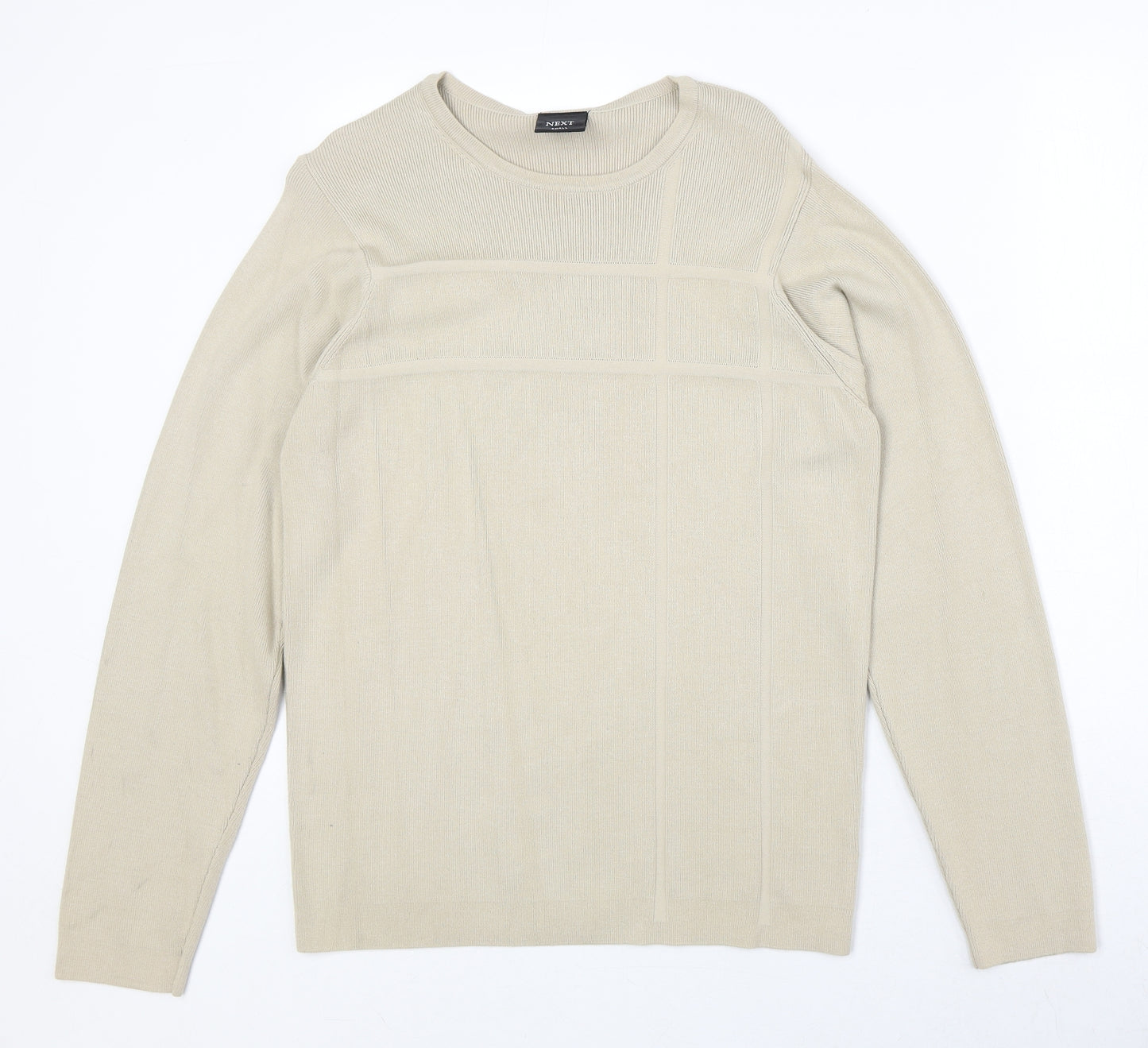 NEXT Womens Beige Round Neck Viscose Pullover Jumper Size S