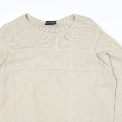 NEXT Womens Beige Round Neck Viscose Pullover Jumper Size S