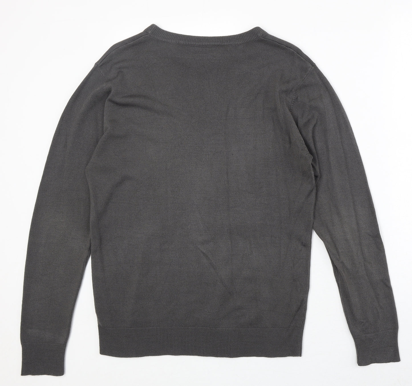 Cedar Wood State Mens Grey Round Neck Acrylic Pullover Jumper Size M Long Sleeve