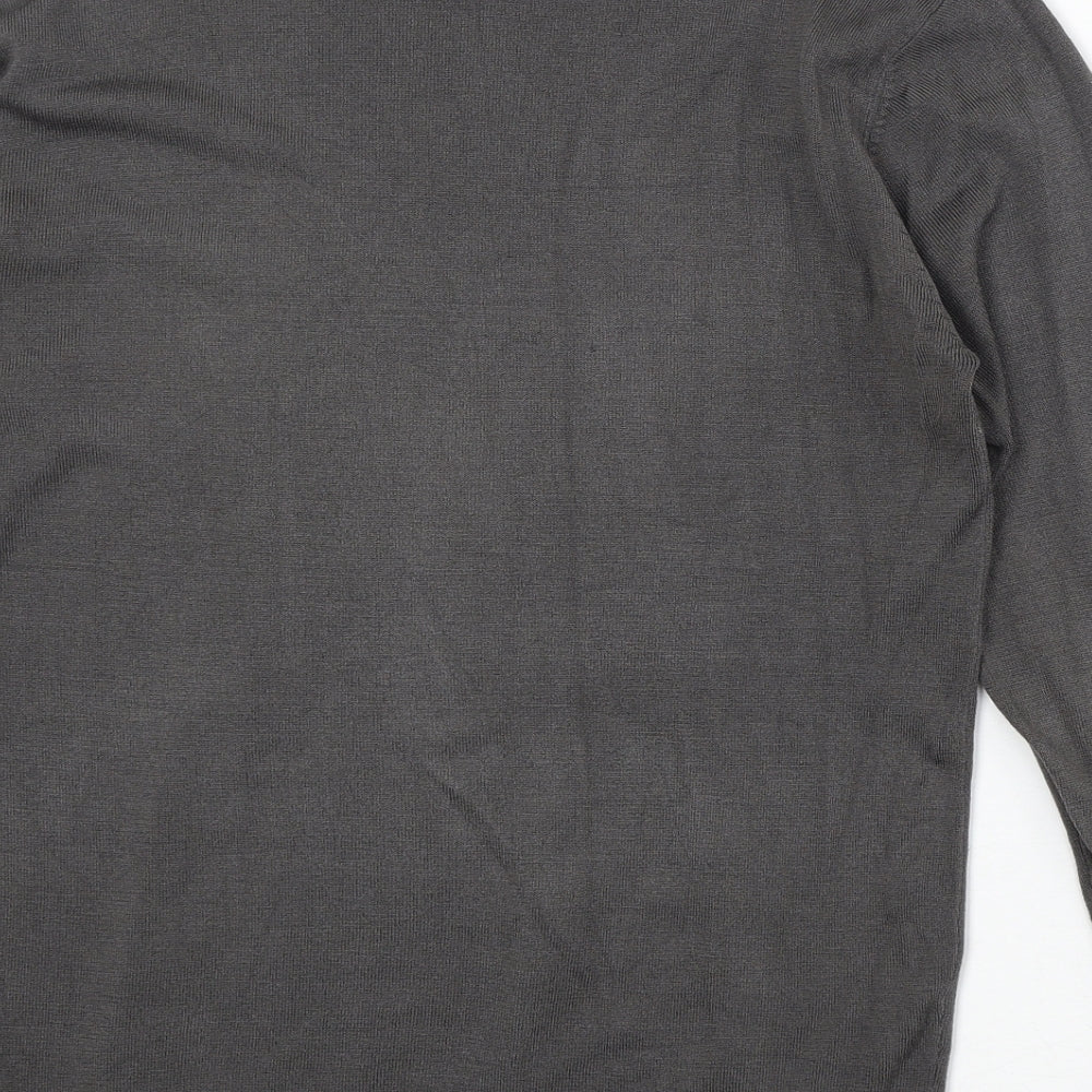 Cedar Wood State Mens Grey Round Neck Acrylic Pullover Jumper Size M Long Sleeve