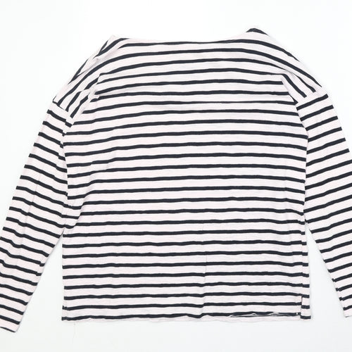 H&M Womens Pink Striped 100% Cotton Basic T-Shirt Size M Round Neck
