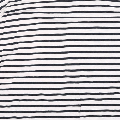 H&M Womens Pink Striped 100% Cotton Basic T-Shirt Size M Round Neck