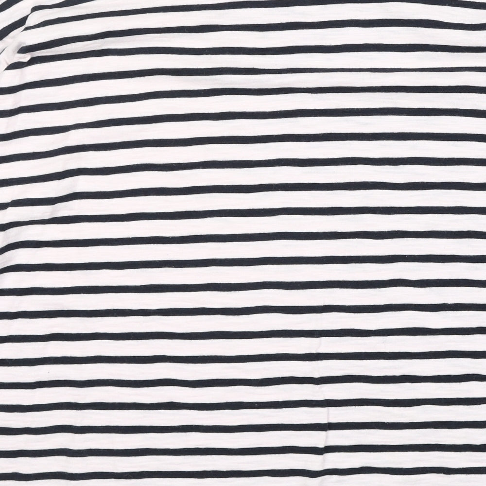H&M Womens Pink Striped 100% Cotton Basic T-Shirt Size M Round Neck