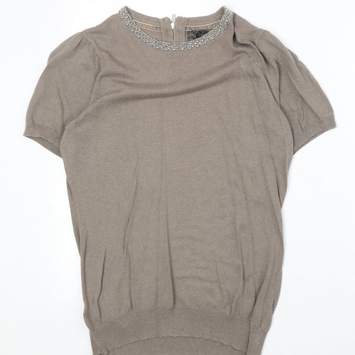 NEXT Womens Brown Round Neck Cotton Pullover Jumper Size 12