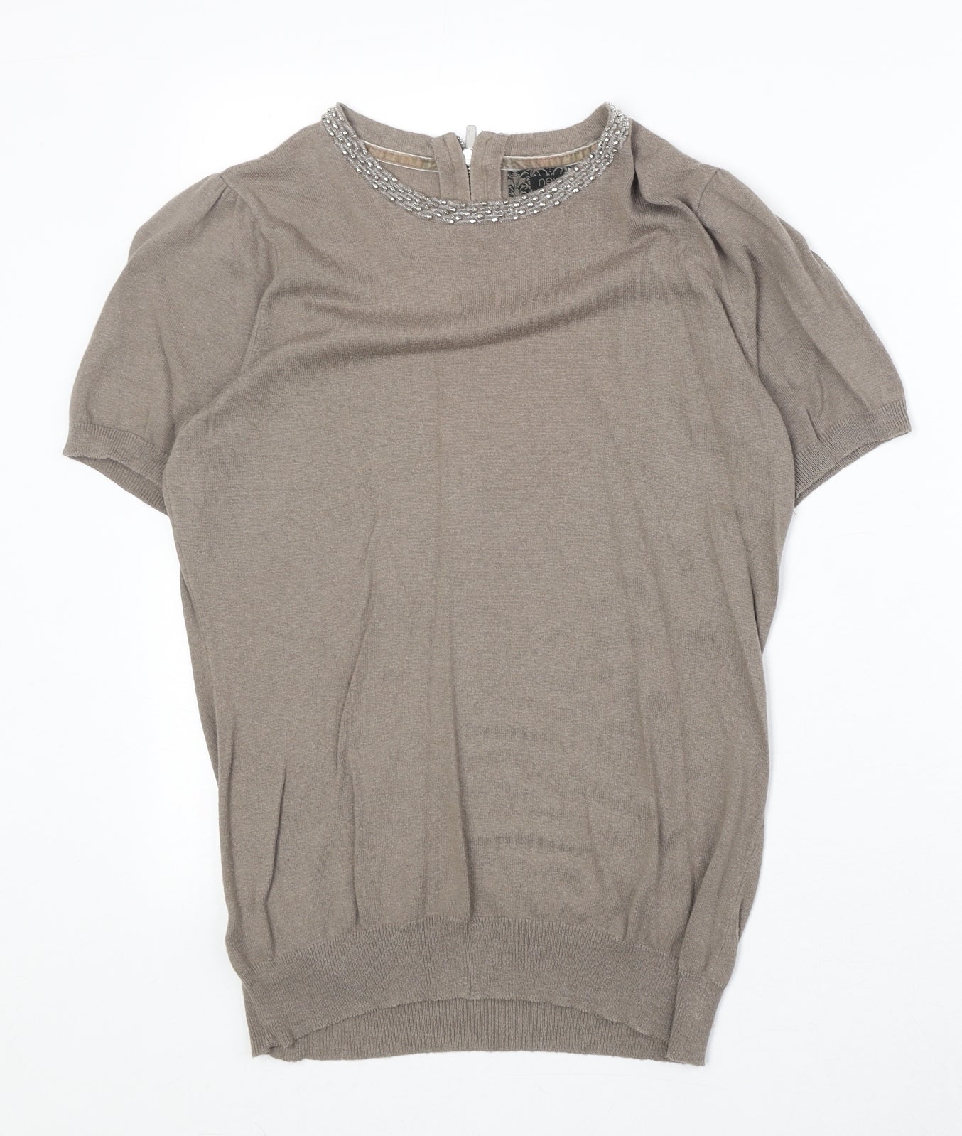 NEXT Womens Brown Round Neck Cotton Pullover Jumper Size 12