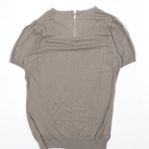 NEXT Womens Brown Round Neck Cotton Pullover Jumper Size 12