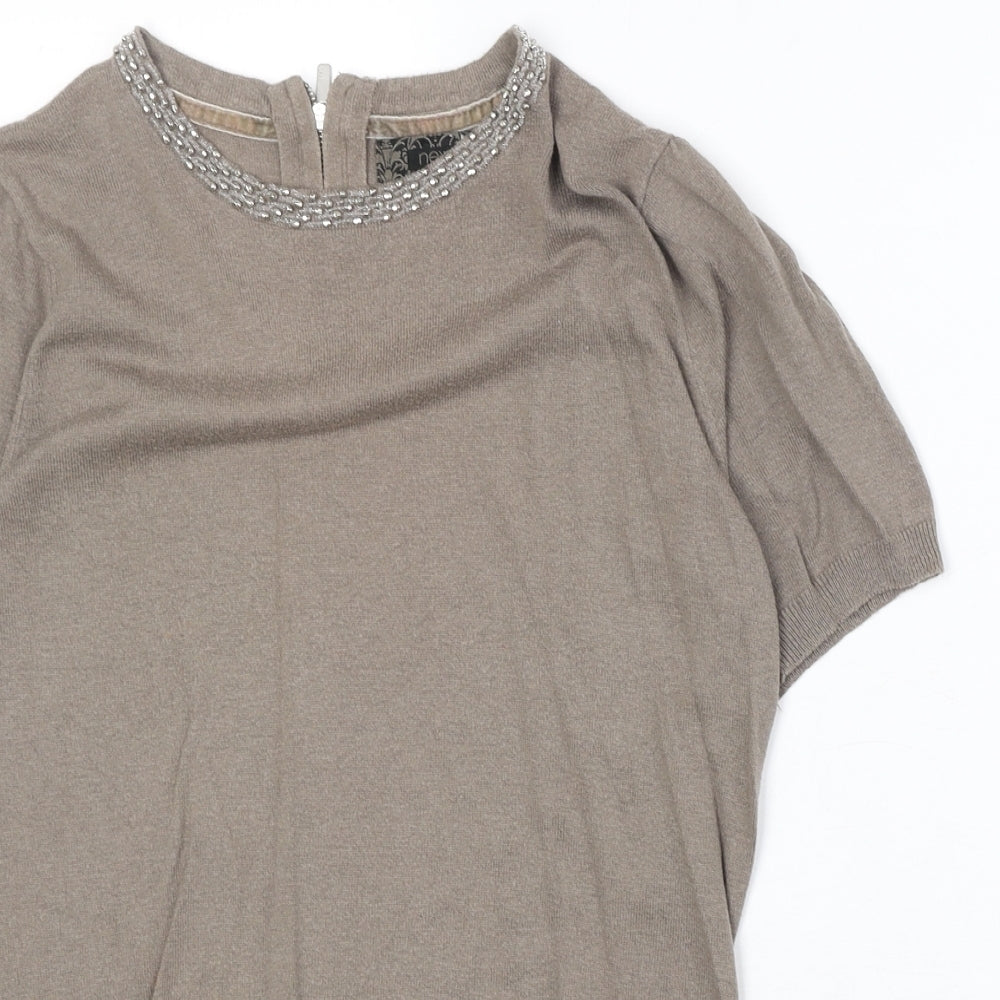 NEXT Womens Brown Round Neck Cotton Pullover Jumper Size 12