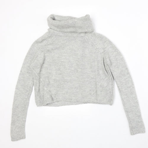 New Look Womens Grey Roll Neck Acrylic Pullover Jumper Size 6