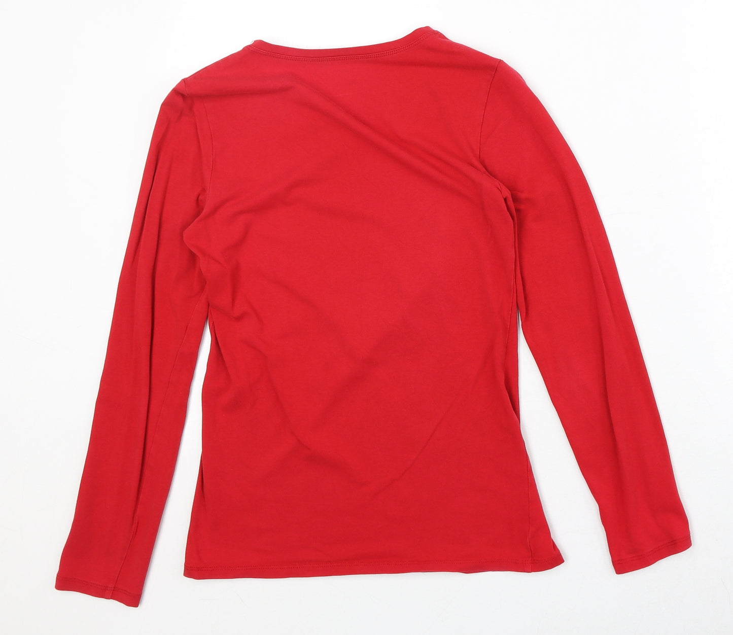Casual Clothing Womens Red Polyester Basic T-Shirt Size 10 Round Neck