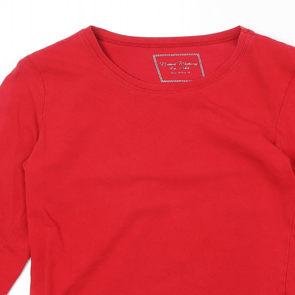 Casual Clothing Womens Red Polyester Basic T-Shirt Size 10 Round Neck