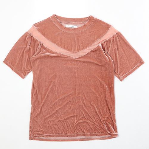 Glamorous Womens Pink Polyester Basic T-Shirt Size S Round Neck
