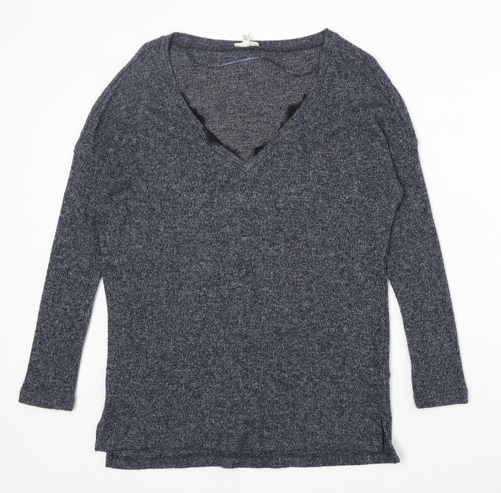 River Island Womens Blue Square Neck Polyester Pullover Jumper Size 8