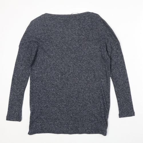 River Island Womens Blue Square Neck Polyester Pullover Jumper Size 8