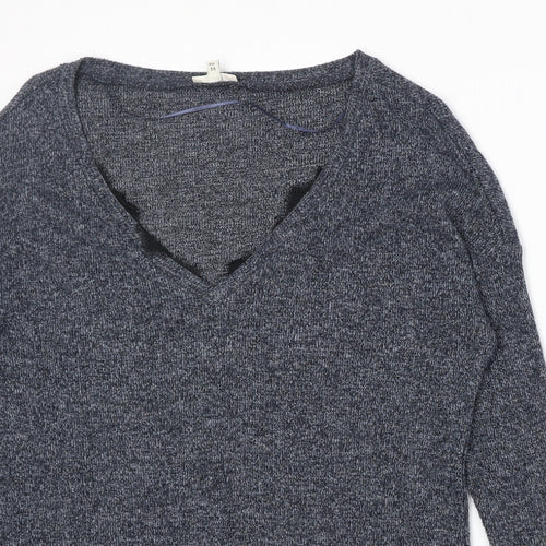 River Island Womens Blue Square Neck Polyester Pullover Jumper Size 8