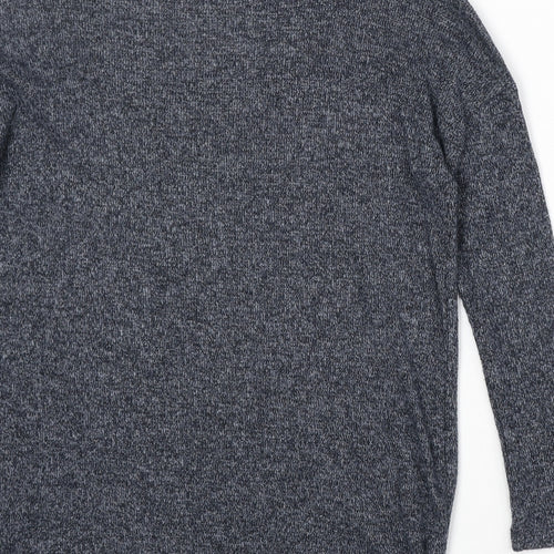 River Island Womens Blue Square Neck Polyester Pullover Jumper Size 8