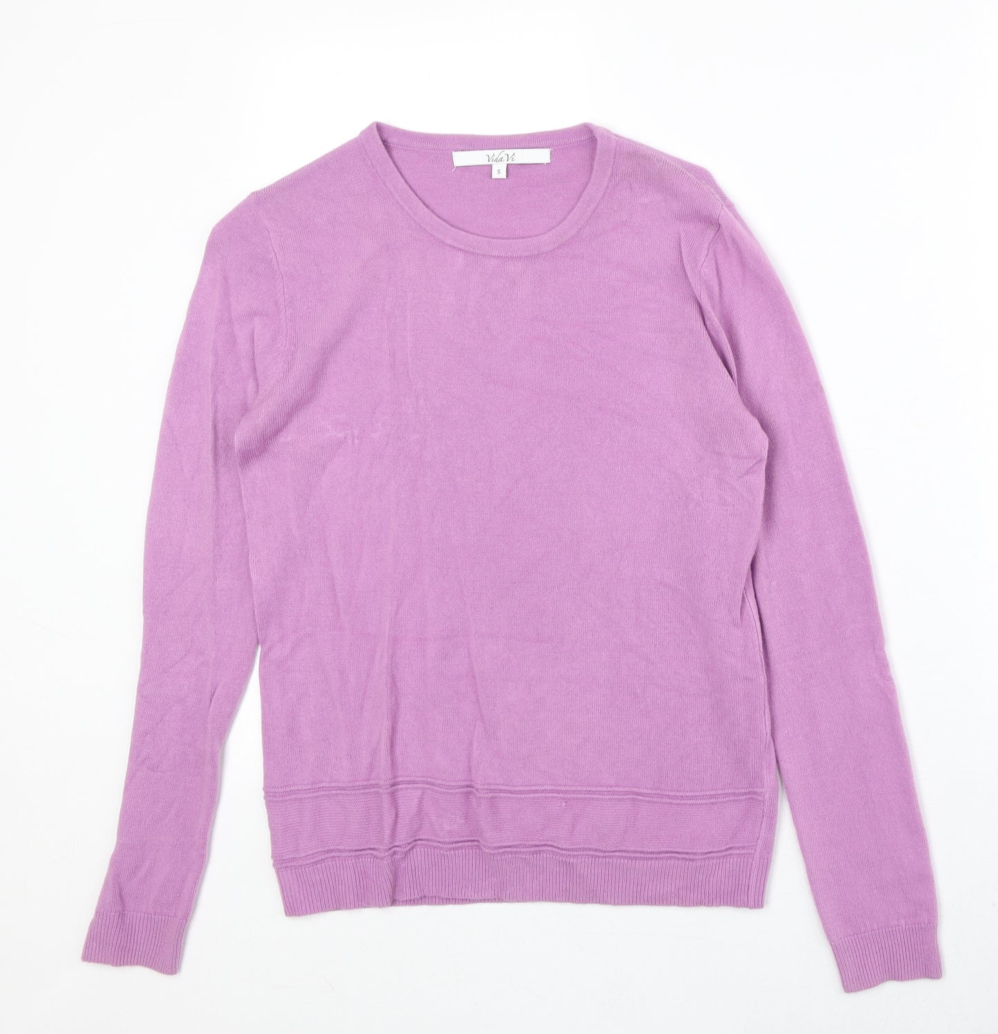 Vida Vi Womens Purple Round Neck Acrylic Pullover Jumper Size S