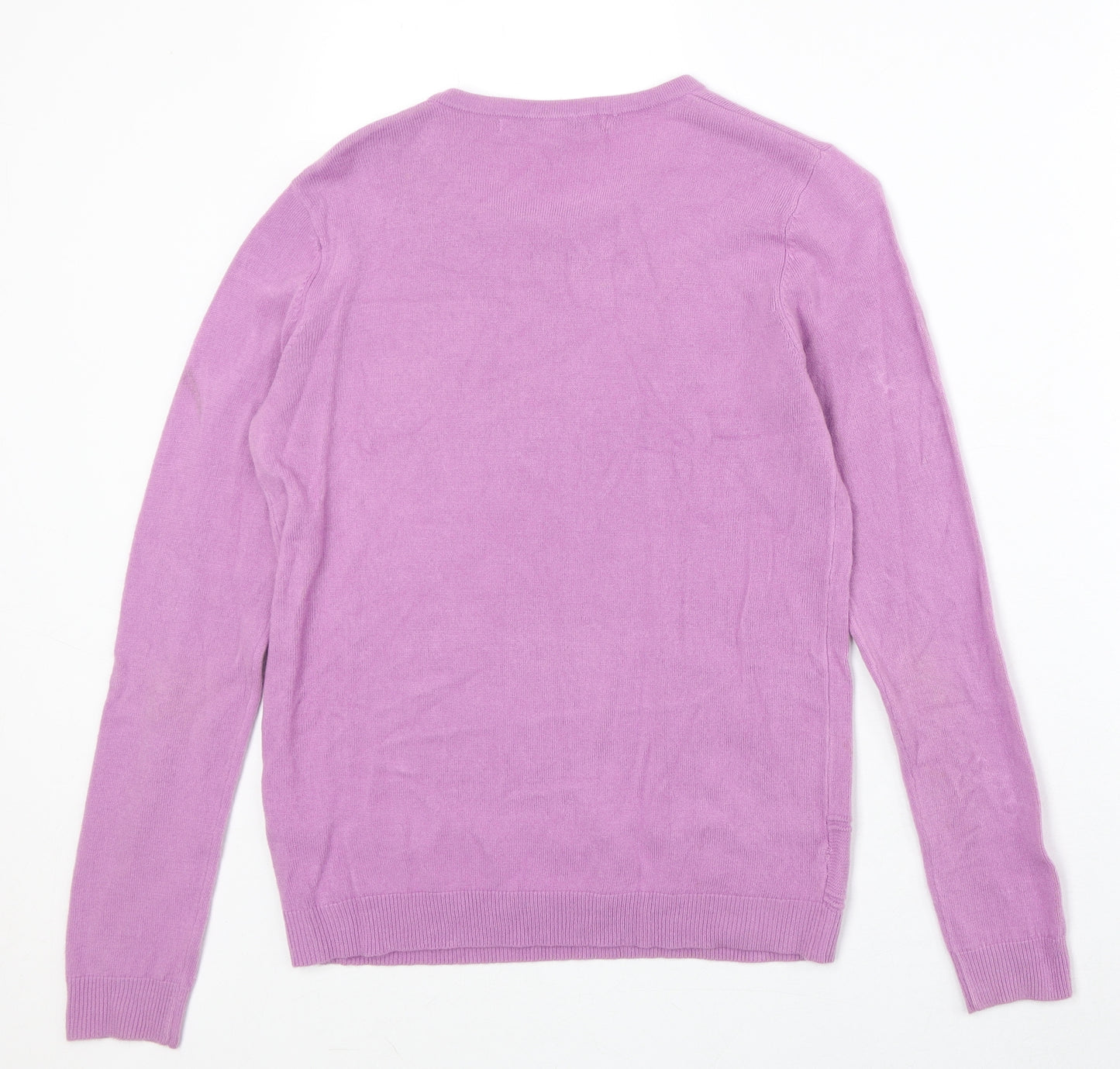 Vida Vi Womens Purple Round Neck Acrylic Pullover Jumper Size S
