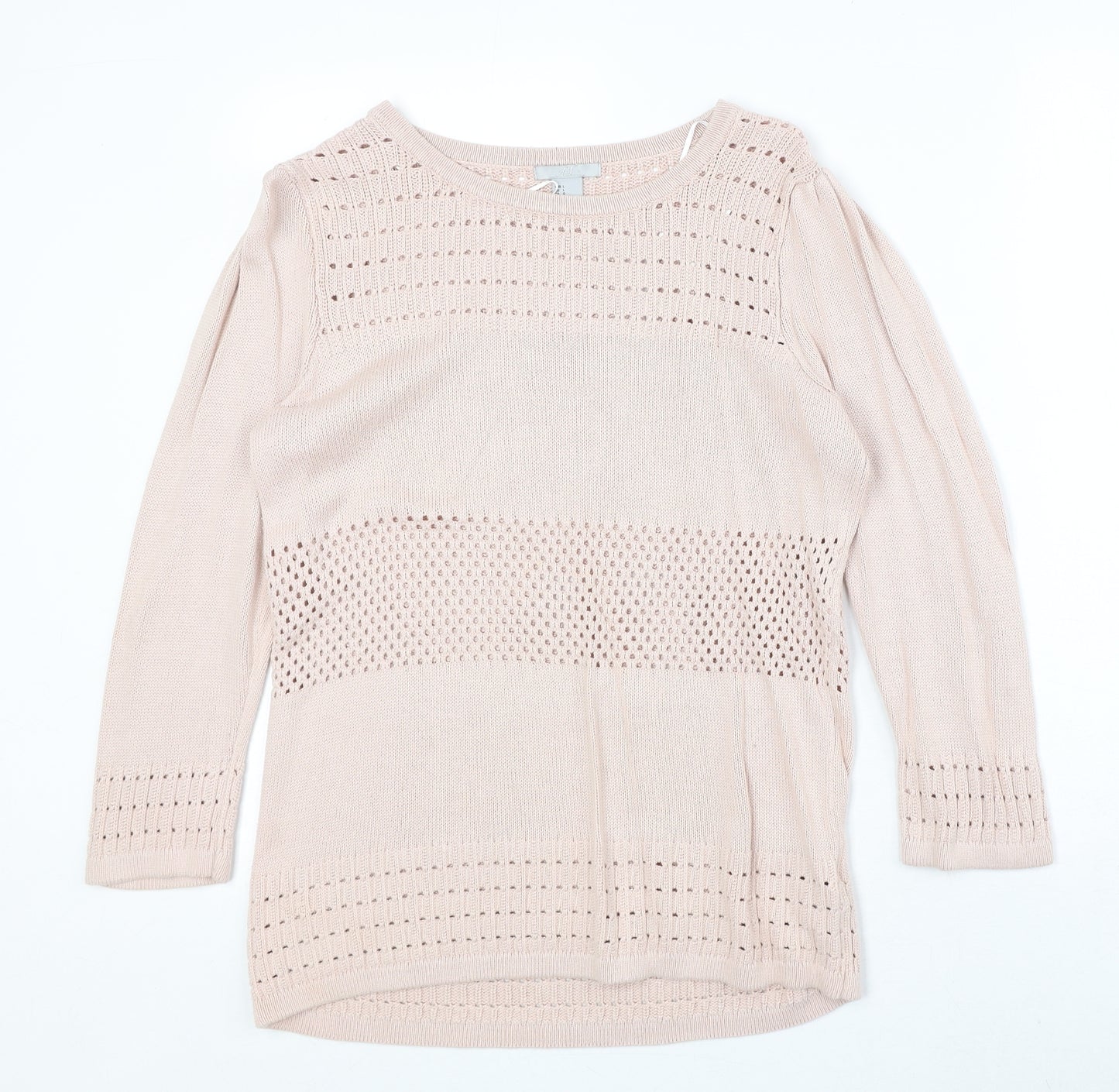H&M Womens Pink Round Neck Viscose Pullover Jumper Size L