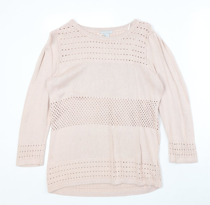 H&M Womens Pink Round Neck Viscose Pullover Jumper Size L