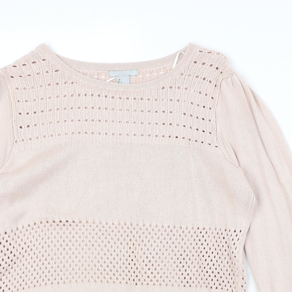 H&M Womens Pink Round Neck Viscose Pullover Jumper Size L