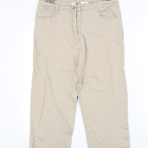 Yesscia Womens Beige Cotton Straight Jeans Size 32 in Regular Zip