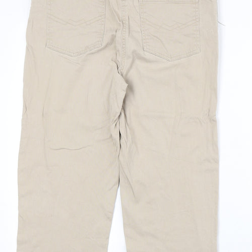 Yesscia Womens Beige Cotton Straight Jeans Size 32 in Regular Zip