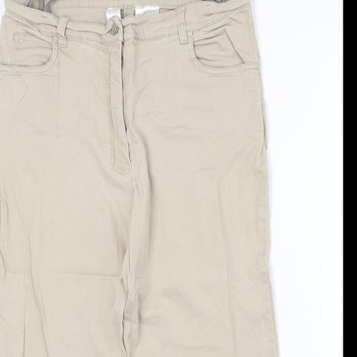 Yesscia Womens Beige Cotton Straight Jeans Size 32 in Regular Zip