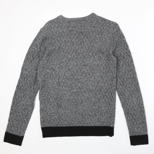 Twisted Soul Mens Grey Round Neck Acrylic Pullover Jumper Size S Long Sleeve